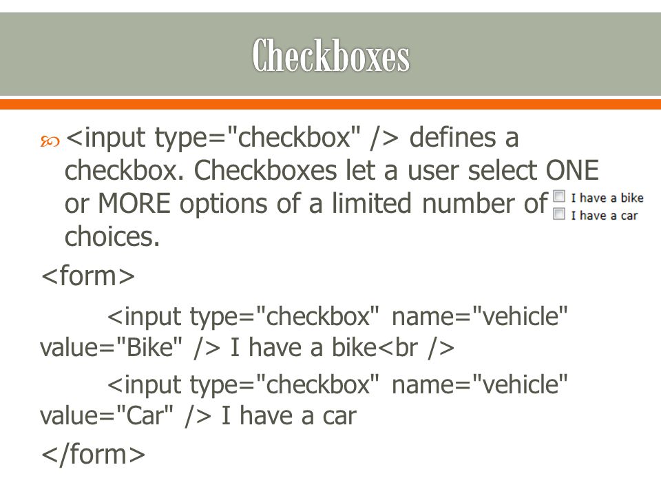  defines a checkbox.