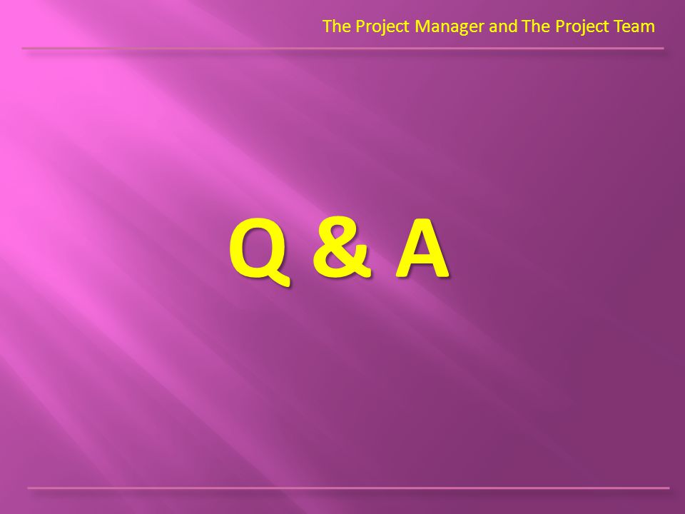 The Project Manager and The Project Team Q & A