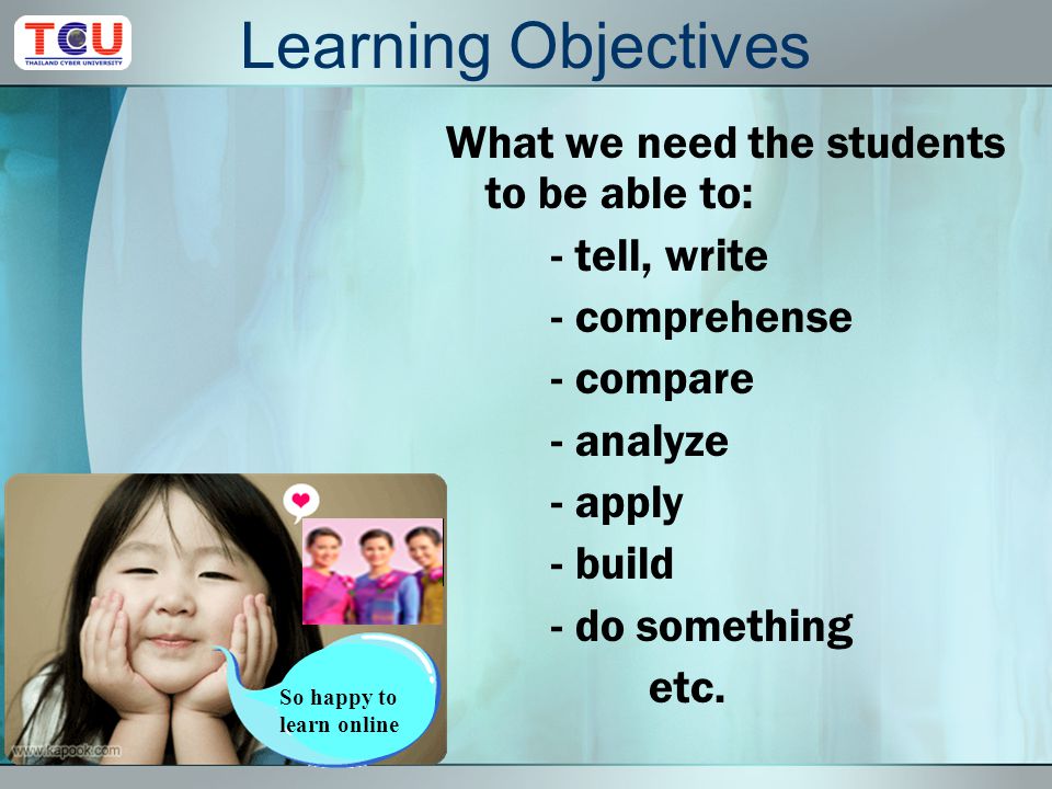 Oct 6, 2009 Objectives Elements of e-Learning teaching planning
