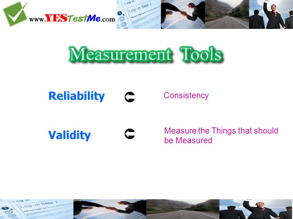 Measure the Things that should be Measured Reliability Consistency Validity  