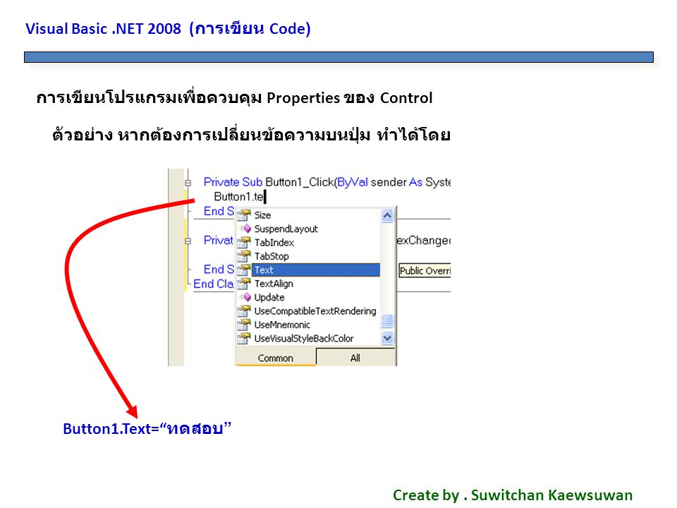 Visual Basic.NET 2008 ( การเขียน Code) Create by.