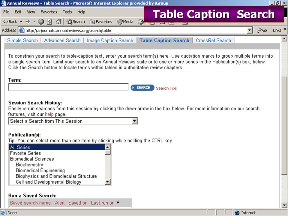 Table Caption Search