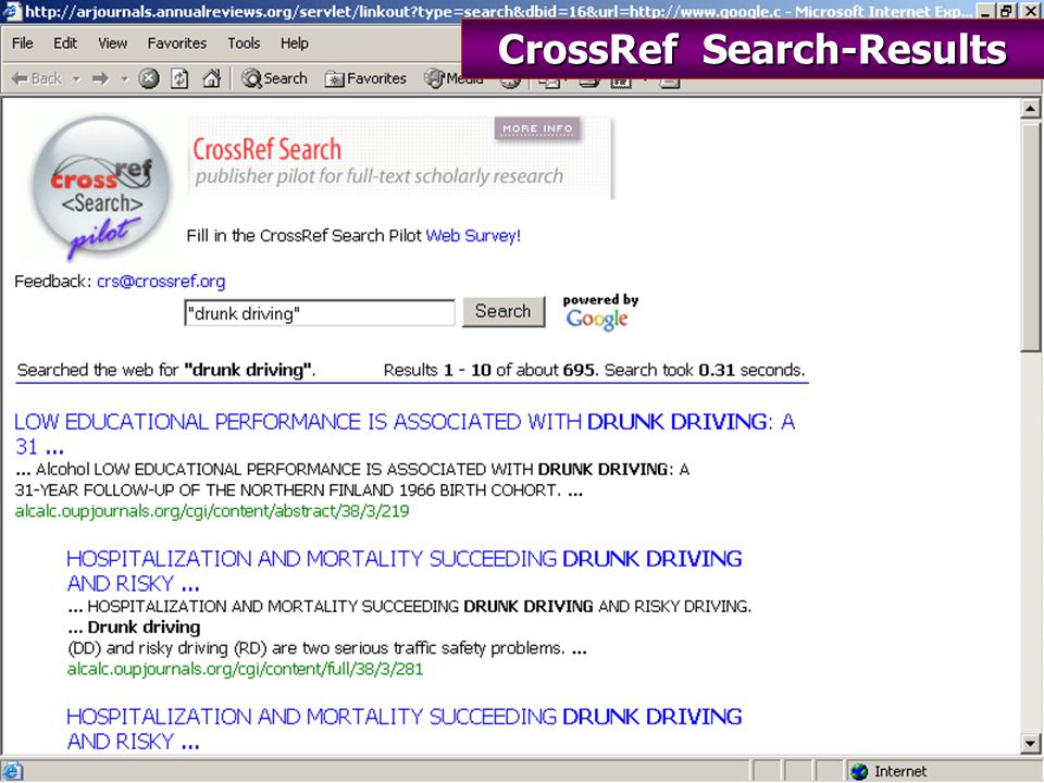 CrossRef Search-Results