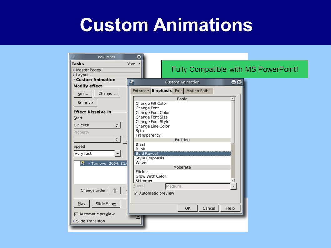 Custom Animations Fully Compatible with MS PowerPoint!