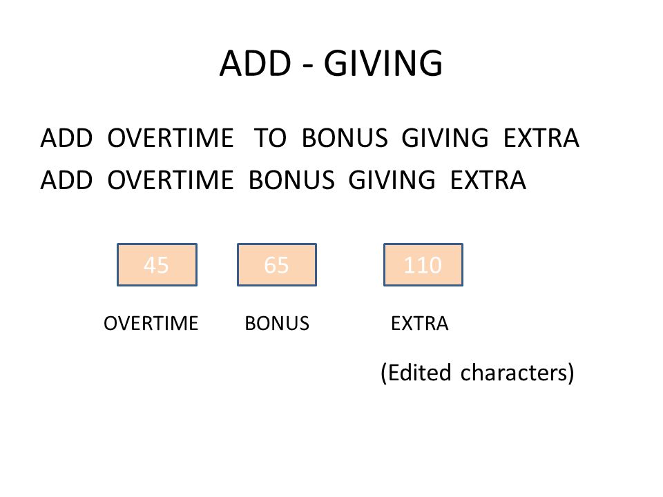 ADD - GIVING ADD OVERTIME TO BONUS GIVING EXTRA ADD OVERTIME BONUS GIVING EXTRA EXTRABONUSOVERTIME (Edited characters)