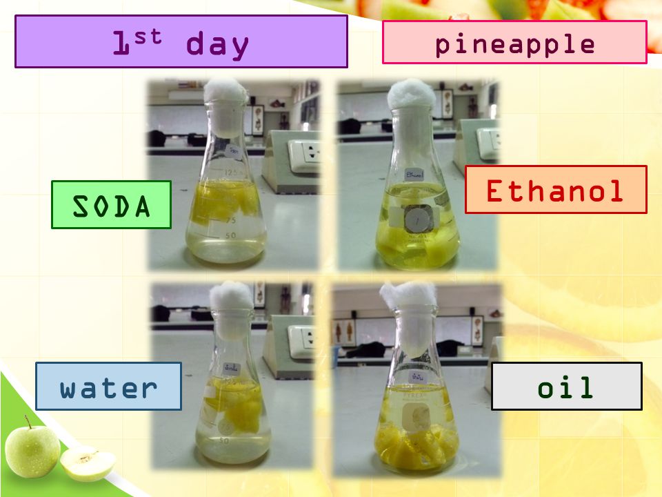 SODA Ethanol wateroil 1 st day pineapple