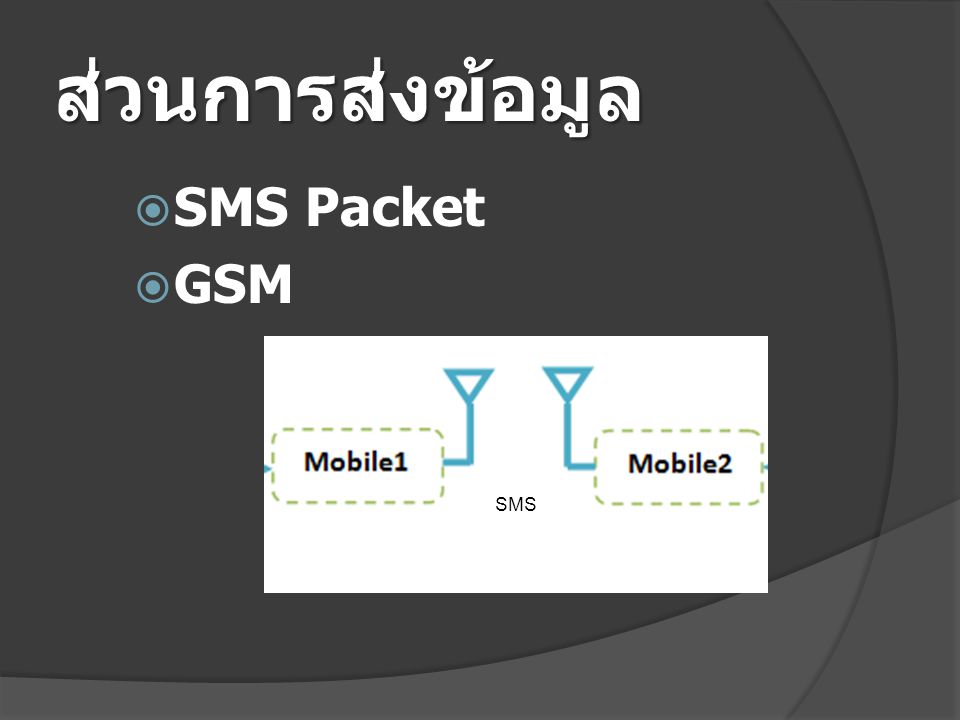 ส่วนการส่งข้อมูล  SMS Packet  GSM GSM SMS