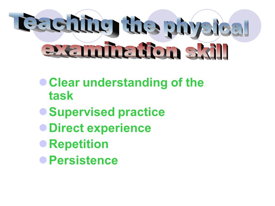  Clear understanding of the task  Supervised practice  Direct experience  Repetition  Persistence