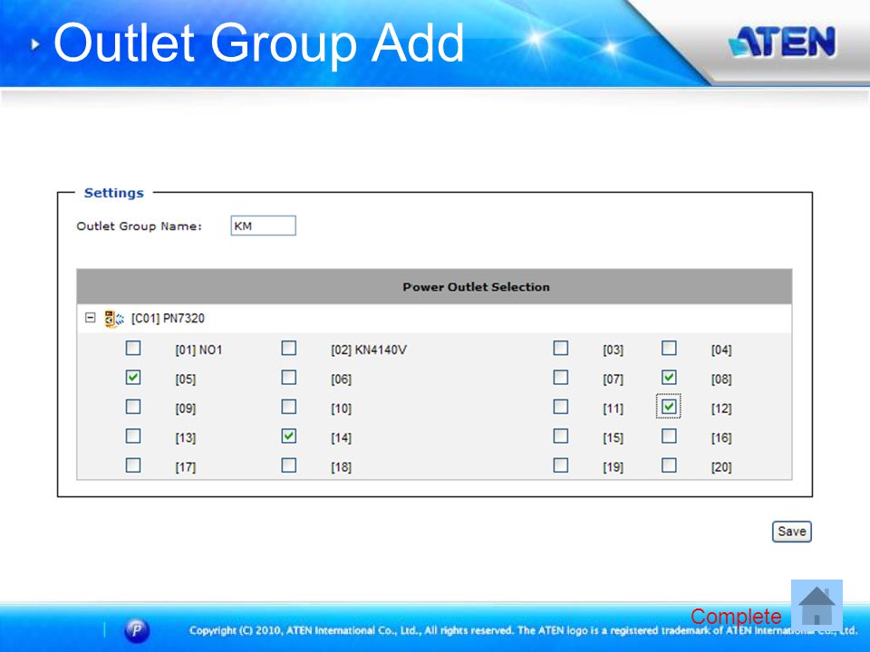 Outlet Group Add Complete
