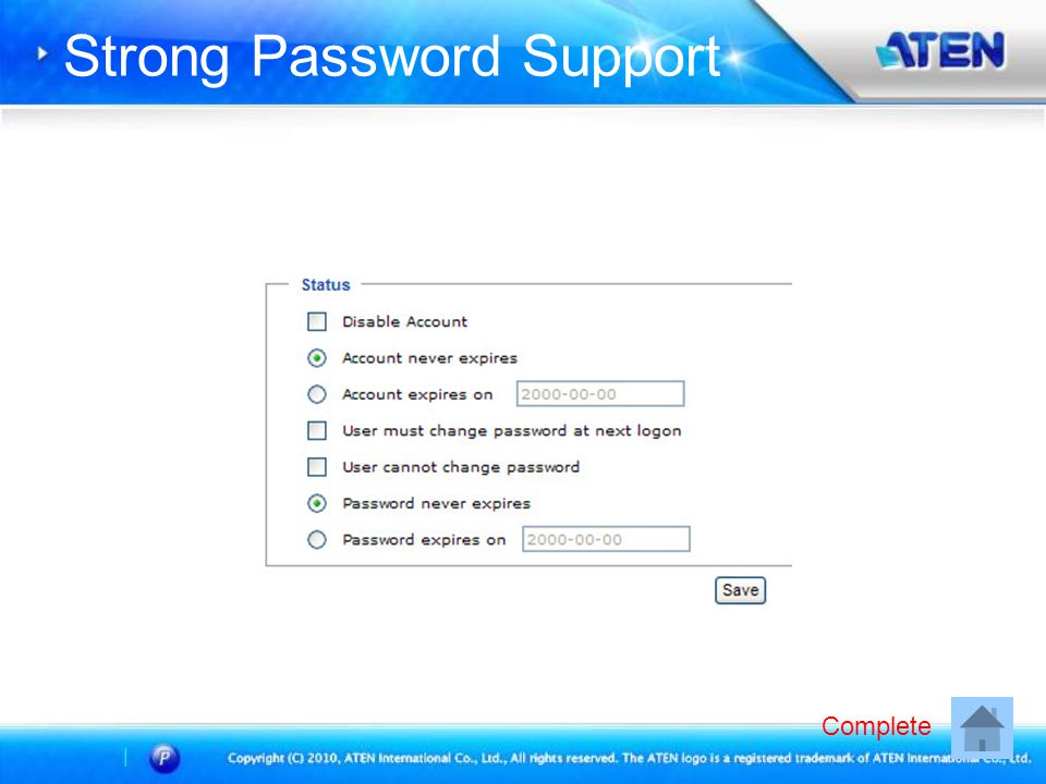 Strong Password Support Complete