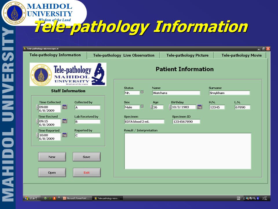 Tele-pathology Information