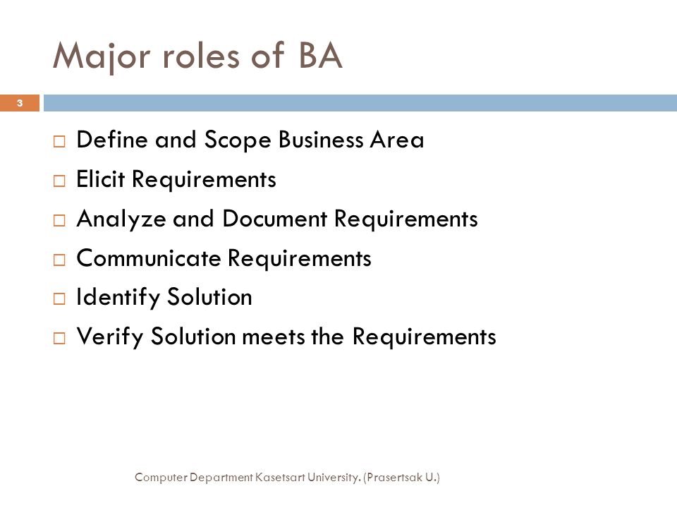 Major roles of BA Computer Department Kasetsart University.