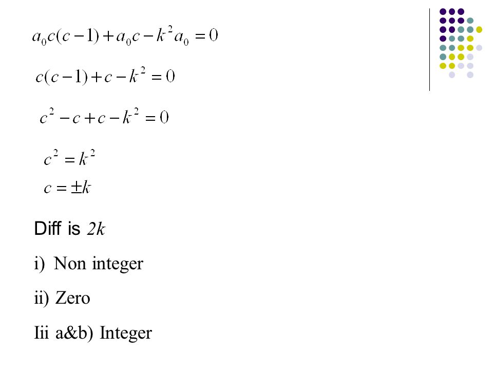 Diff is 2k i)Non integer ii) Zero Iii a&b) Integer