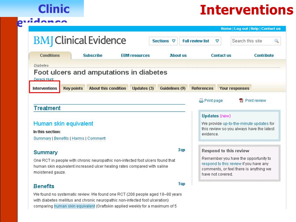 Clinic evidence Interventions