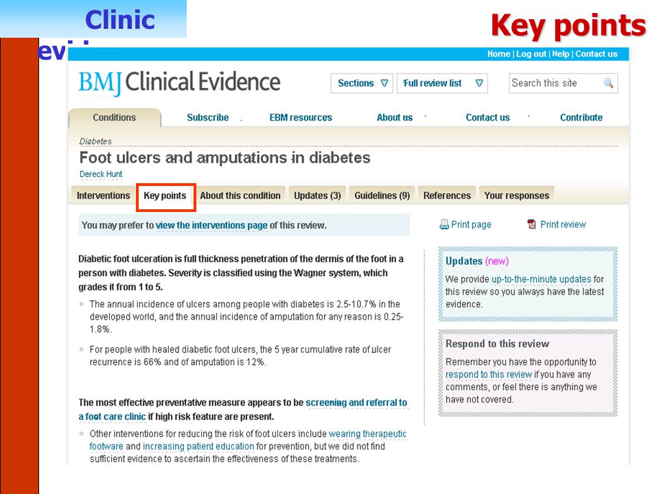 Clinic evidence Key points