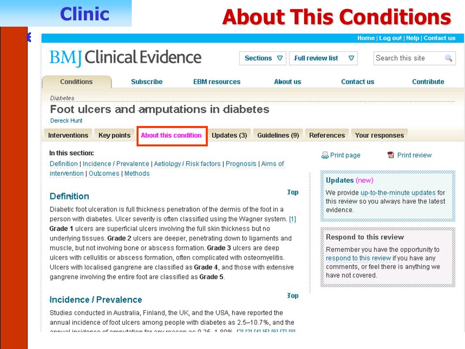 Clinic evidence About This Conditions