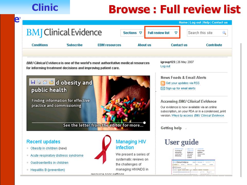 Clinic evidence Browse : Full review list