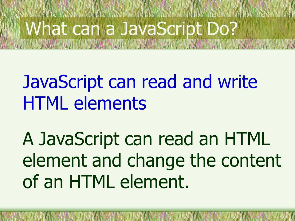 What can a JavaScript Do.