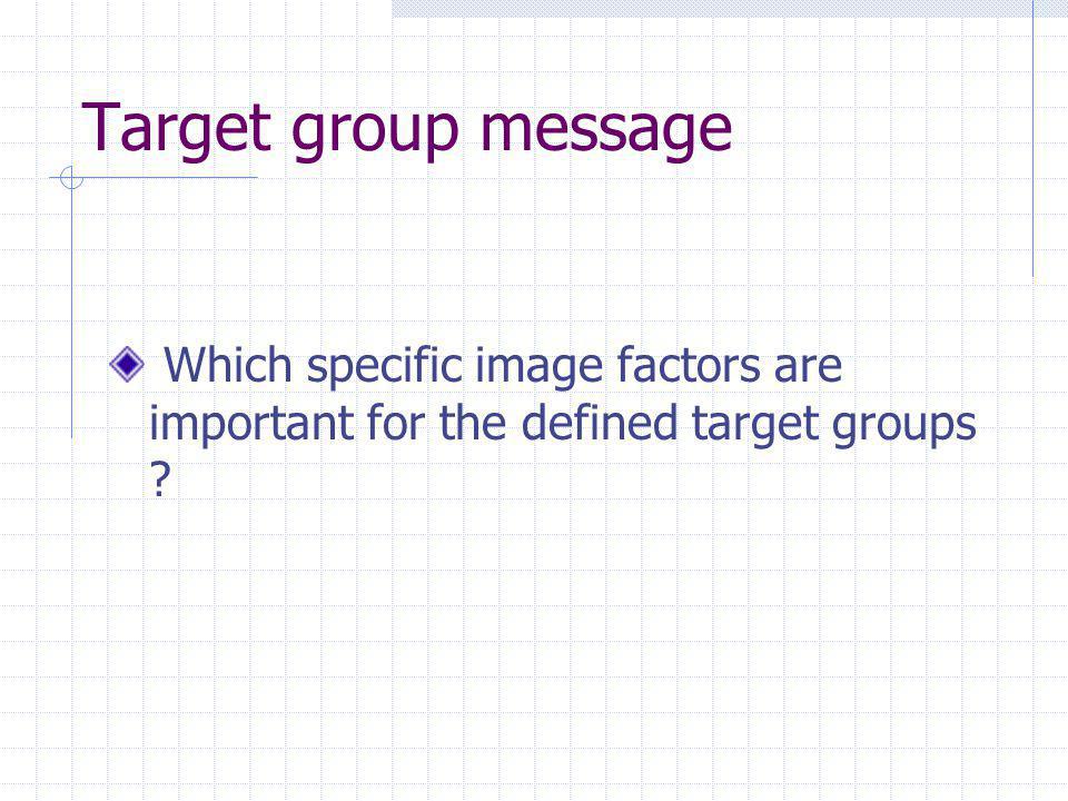 Target group message Which specific image factors are important for the defined target groups