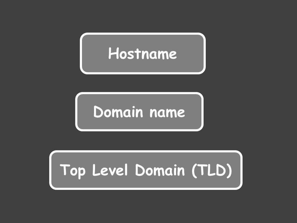 Hostname Domain name Top Level Domain (TLD)