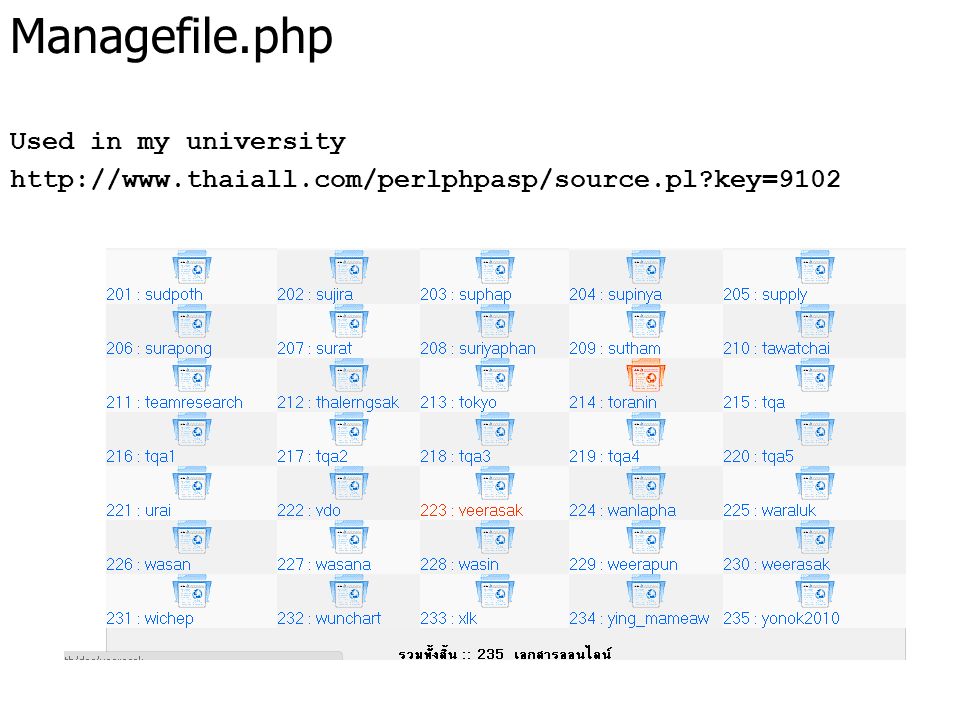 Managefile.php Used in my university   key=9102