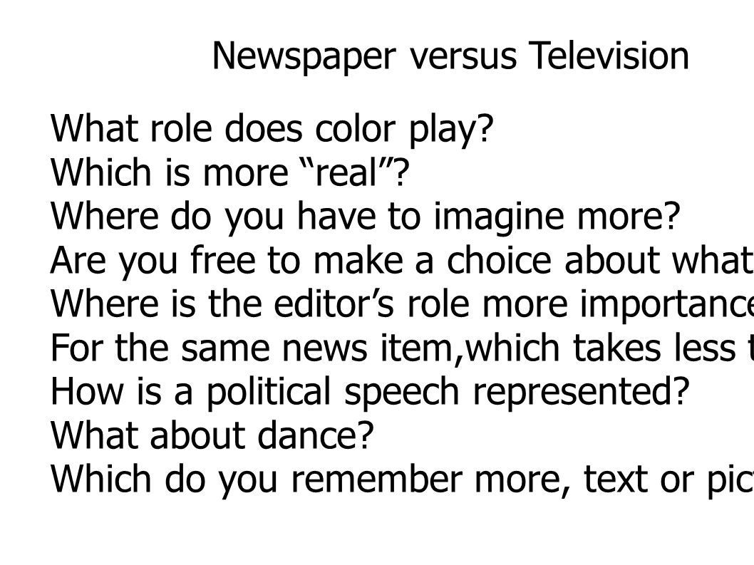 Newspaper versus Television What role does color play.