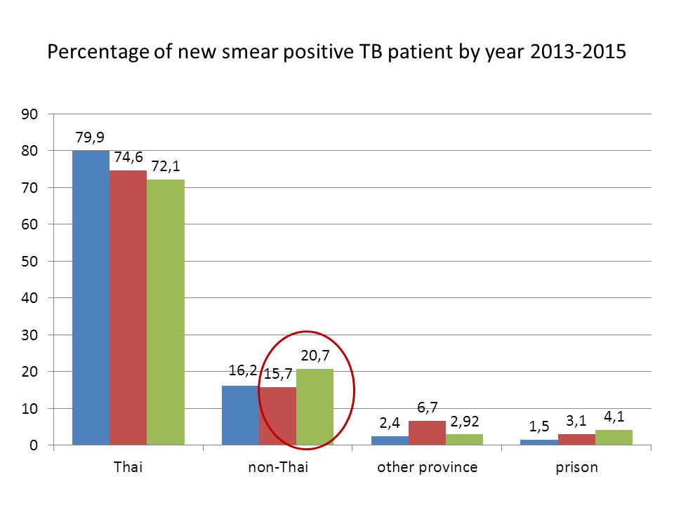 Percentage of new smear positive TB patient by year