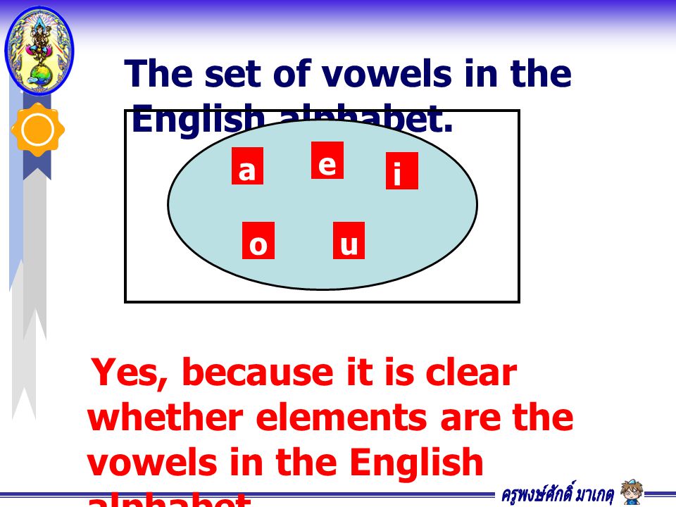 The set of vowels in the English alphabet.
