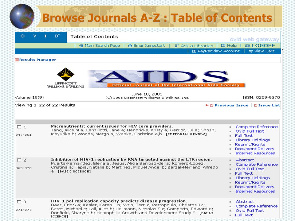 Browse Journals A-Z : Table of Contents