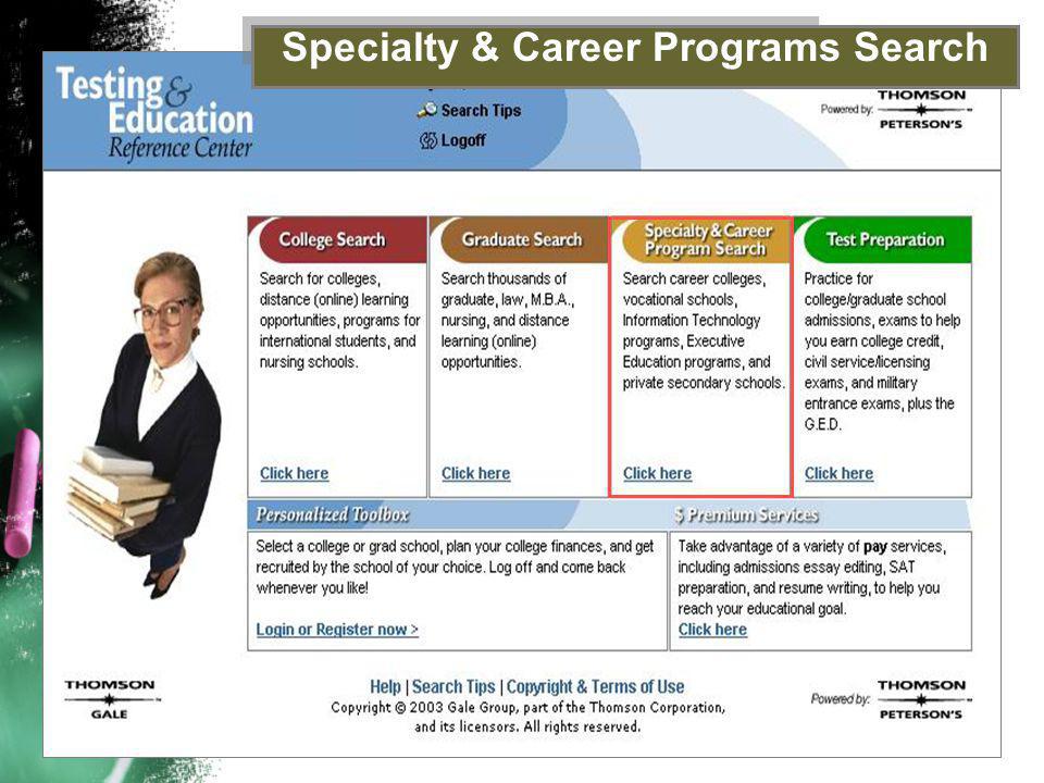 Specialty & Career Programs Search