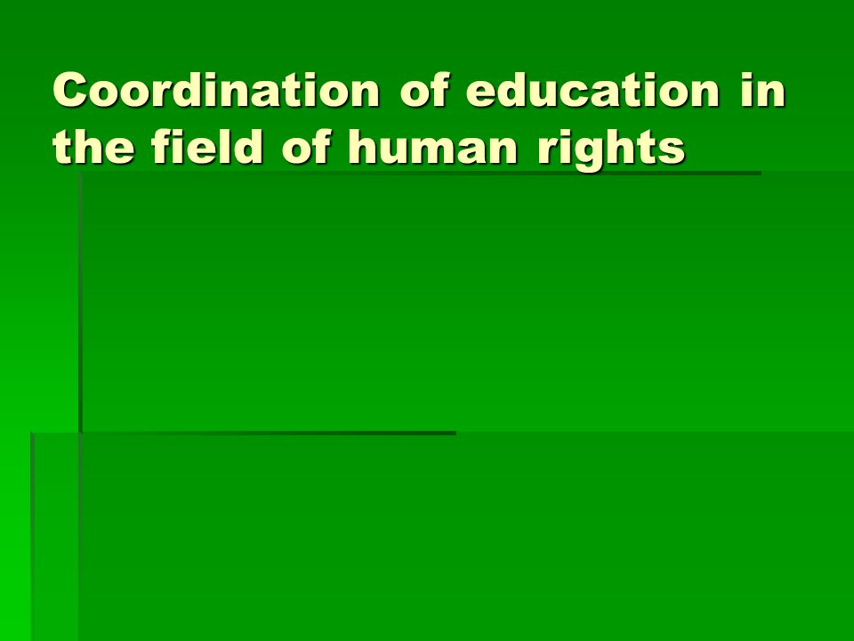 Coordination of education in the field of human rights