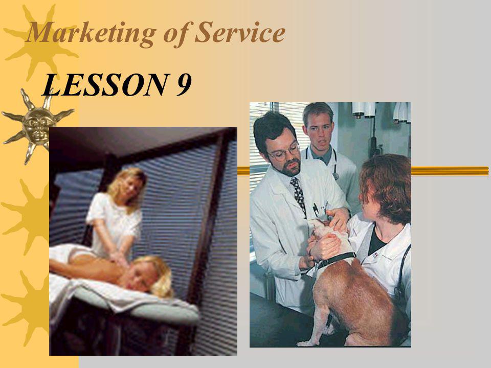 Marketing of Service LESSON 9