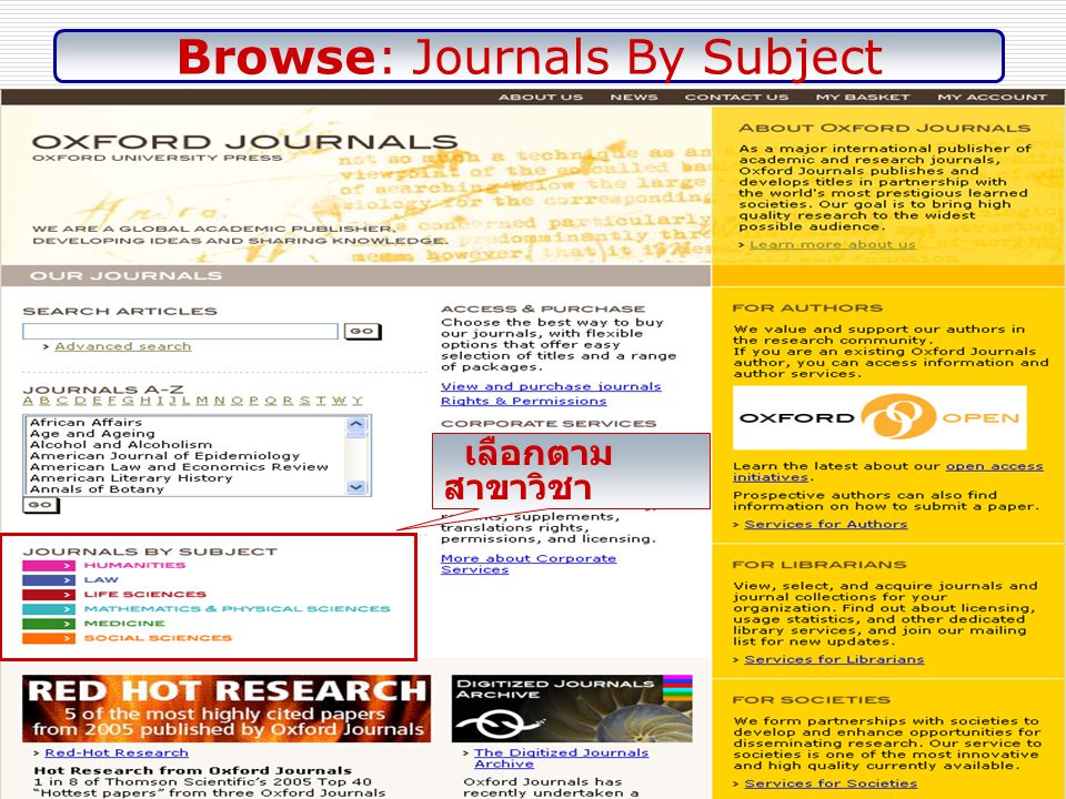 Browse: Journals By Subject เลือกตาม สาขาวิชา