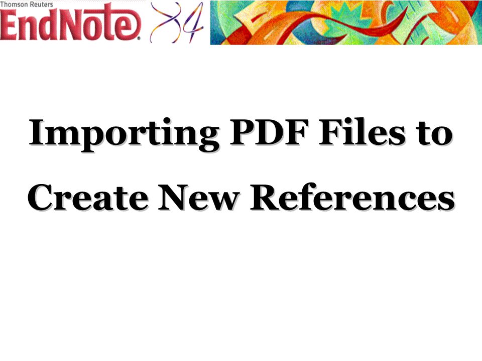 Importing PDF Files to Create New References