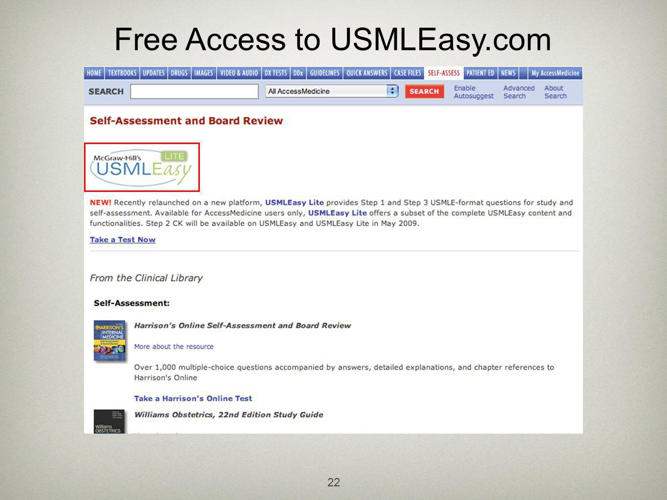 22 Free Access to USMLEasy.com