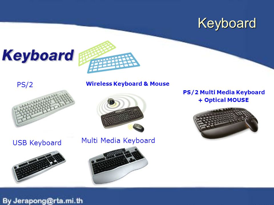 PS/2 PS/2 Multi Media Keyboard + Optical MOUSE Wireless Keyboard & Mouse USB Keyboard Multi Media Keyboard Keyboard