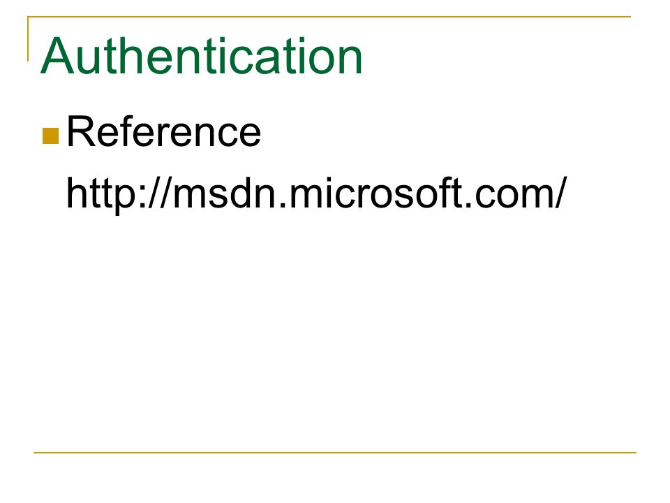 Authentication Reference