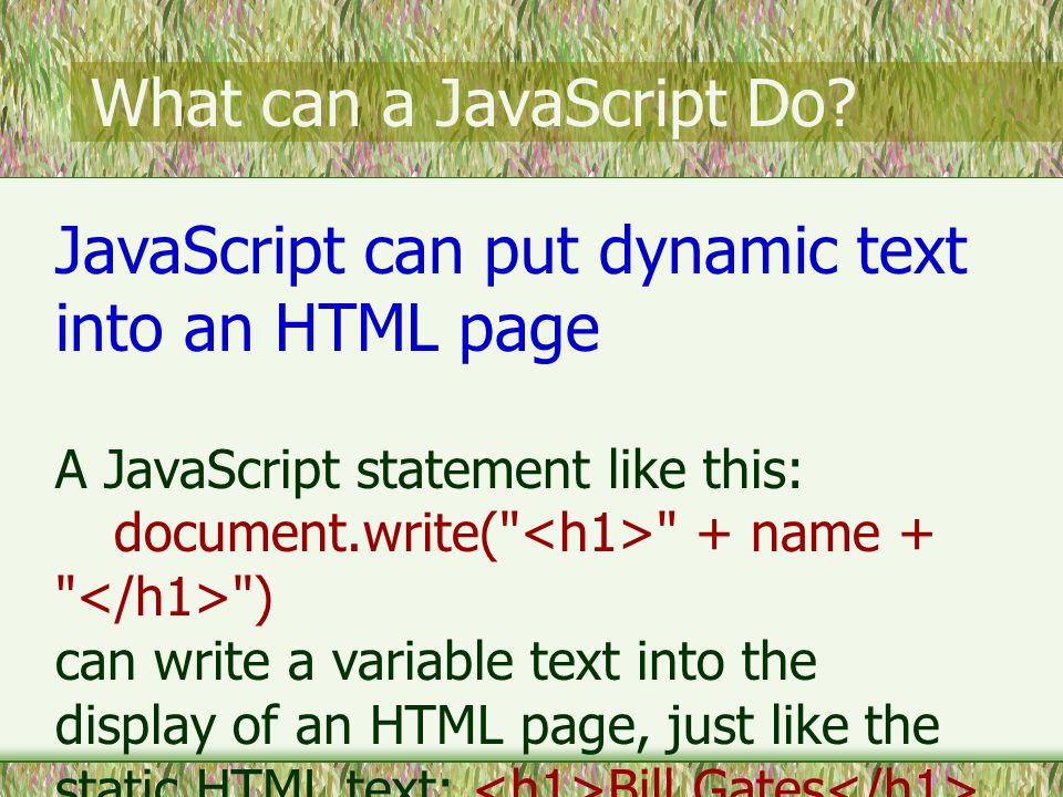 What can a JavaScript Do.